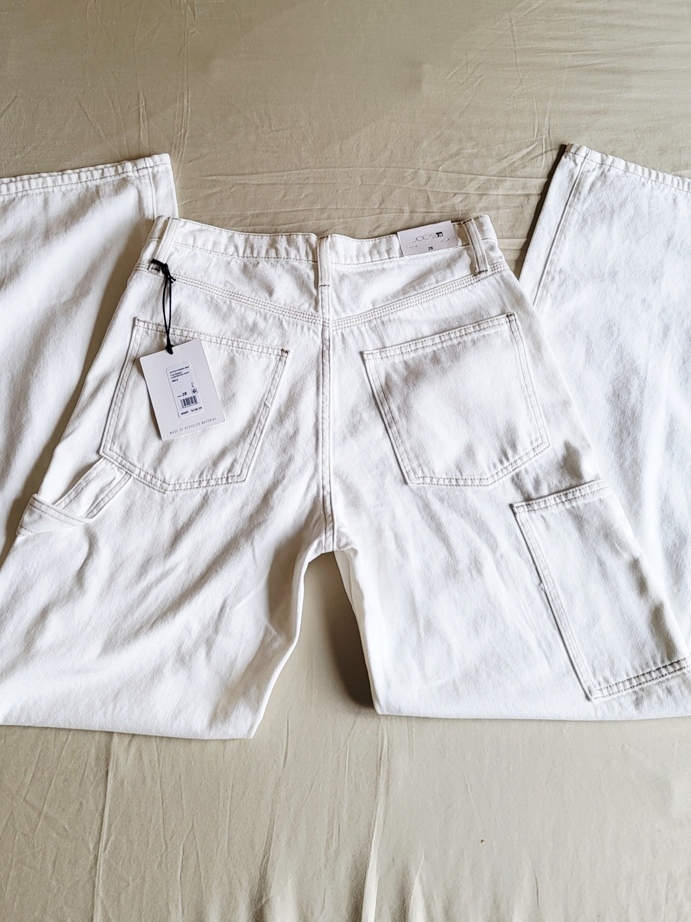 NWT Joe's Jeans The Baggy Carpenter Pant Sz 28 Milk Off White Wide Straight $228 - Picture 4 of 12